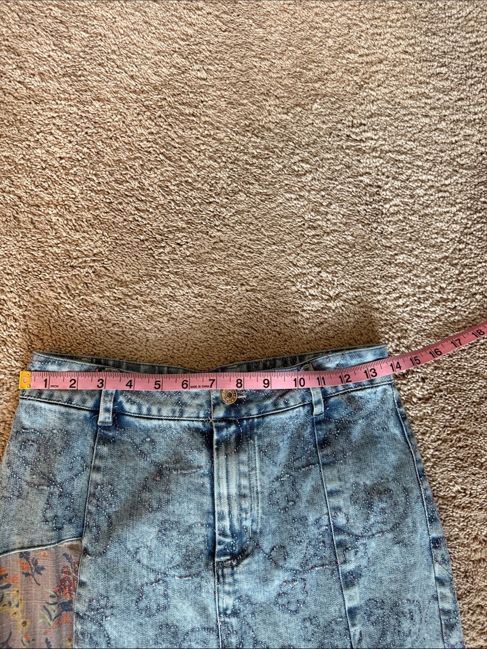 Blue Velvet Brand Boho Patchwork Denim Maxi Skirt - Pink & Blue - Picture 12 of 16